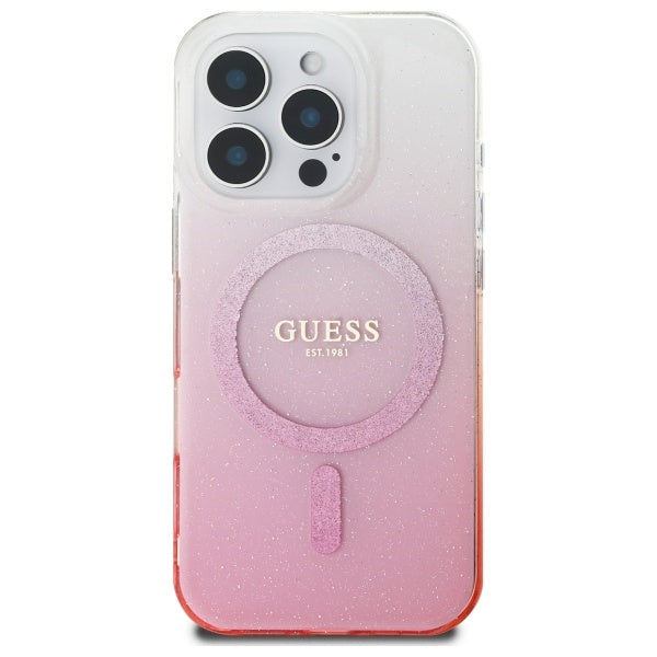 MagSafe Hülle für Apple iPhone 16 Pro Max, Guess, IML Glitter Gradient, Rosa