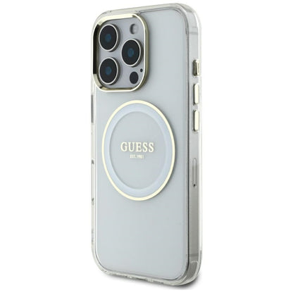MagSafe Hülle für Apple iPhone 16 Pro Max, Guess, IML Metal Colored Circle, Weiß