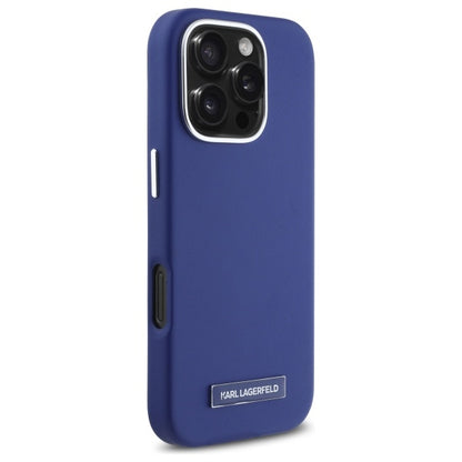 MagSafe Hülle für Apple iPhone 16 Pro Max, Karl Lagerfeld, FW Metal Plate, Blau
