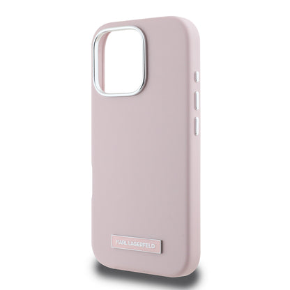 MagSafe Hülle für Apple iPhone 16 Pro Max, Karl Lagerfeld, FW Metal Plate, Rosa