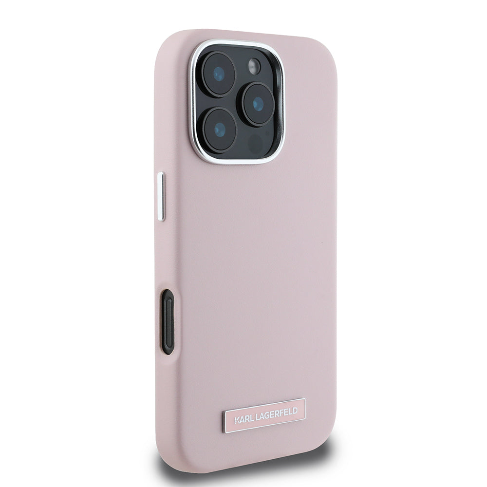 MagSafe Hülle für Apple iPhone 16 Pro Max, Karl Lagerfeld, FW Metal Plate, Rosa