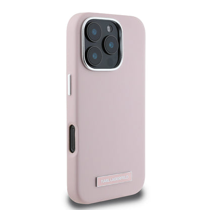 MagSafe Hülle für Apple iPhone 16 Pro Max, Karl Lagerfeld, FW Metal Plate, Rosa
