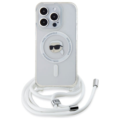 MagSafe Hülle für Apple iPhone 16 Pro Max, Karl Lagerfeld, IML Crossbody Karl's Head, Transparent