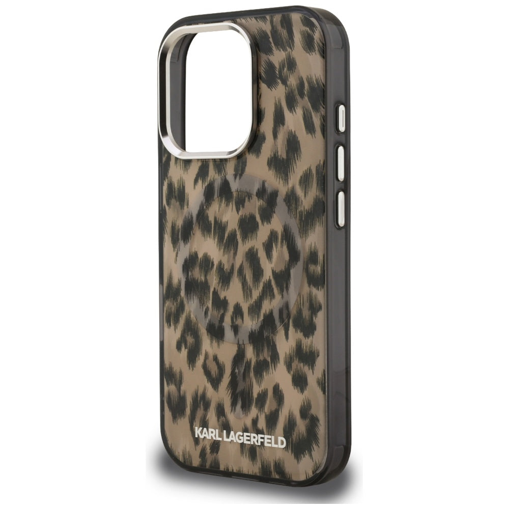 MagSafe Case for Apple iPhone 16 Pro Max, Karl Lagerfeld, IML Leopard Pattern, Brown