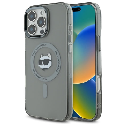 MagSafe Hülle für Apple iPhone 16 Pro Max, Karl Lagerfeld, IML Metal Choupette's Head, Schwarz