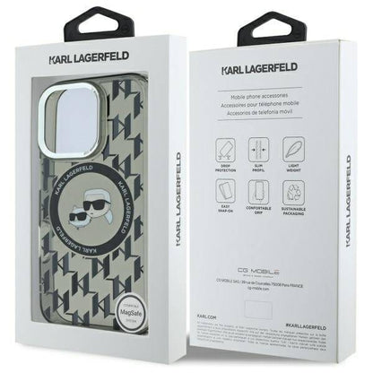 MagSafe Case for Apple iPhone 16 Pro Max, Karl Lagerfeld, IML Monogram Karl & Choupette's Heads, Black