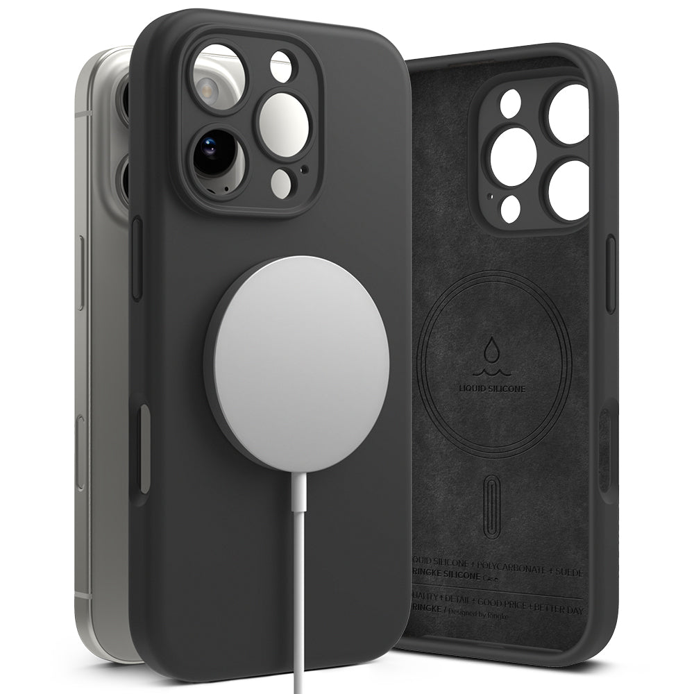 MagSafe-Hülle für Apple iPhone 16 Pro Max, Ringke, Silikon, Schwarz
