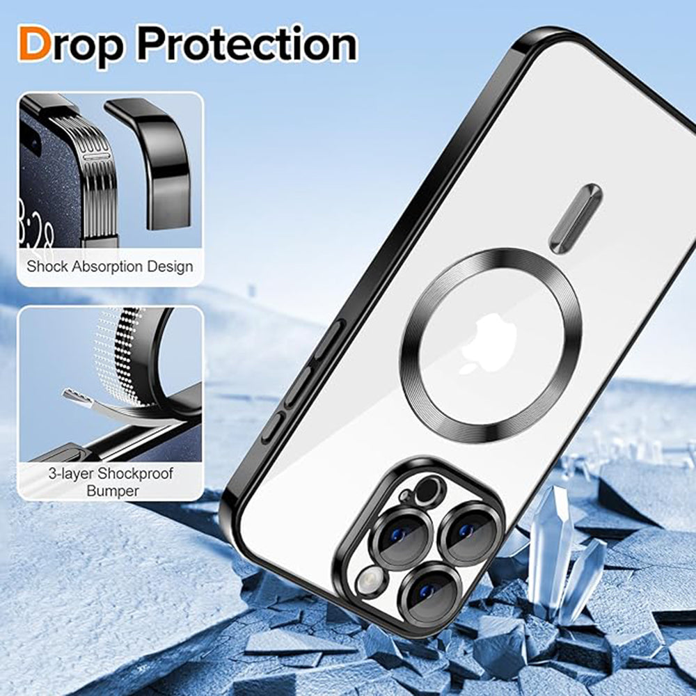 MagSafe Case for Apple iPhone 16 Pro Max, Techsuit, Luxury Crystal, Black