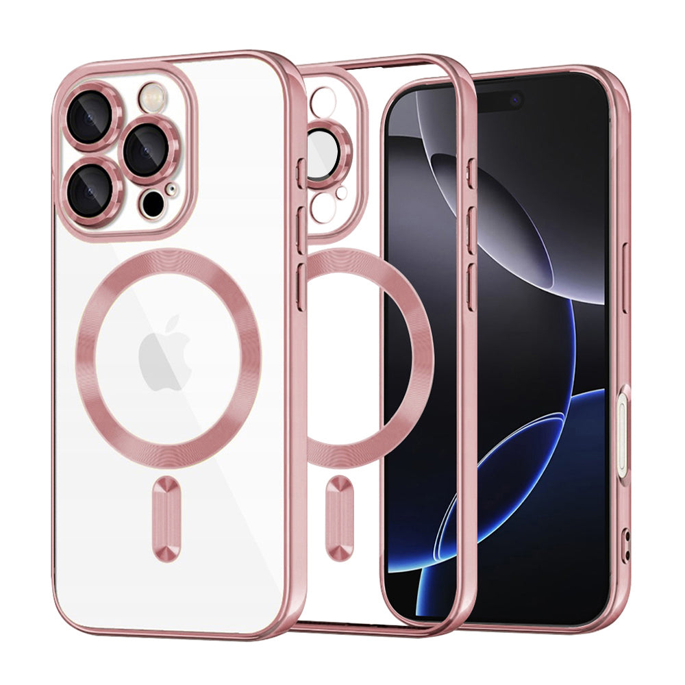 MagSafe-Hülle für Apple iPhone 16 Pro Max, Techsuit, Luxury Crystal, Rosa