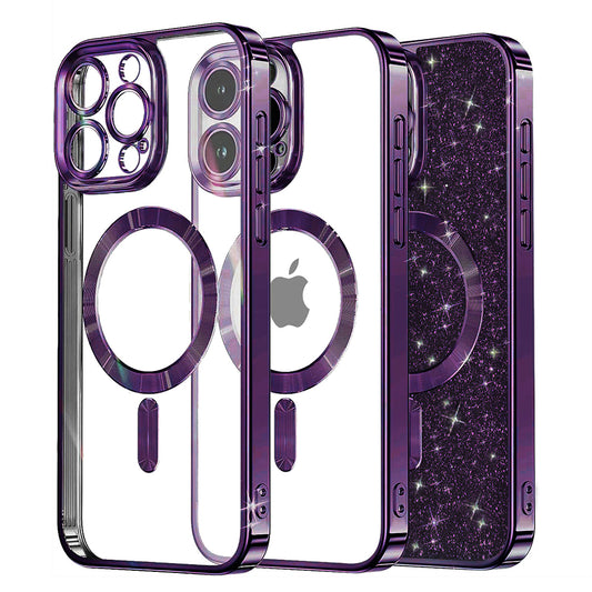 MagSafe Case for Apple iPhone 16 Pro Max, Techsuit, Luxury Glitter, Dark Purple