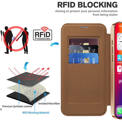 MagSafe Case for Apple iPhone 16 Pro Max, Techsuit, SmartMag Book, Brown