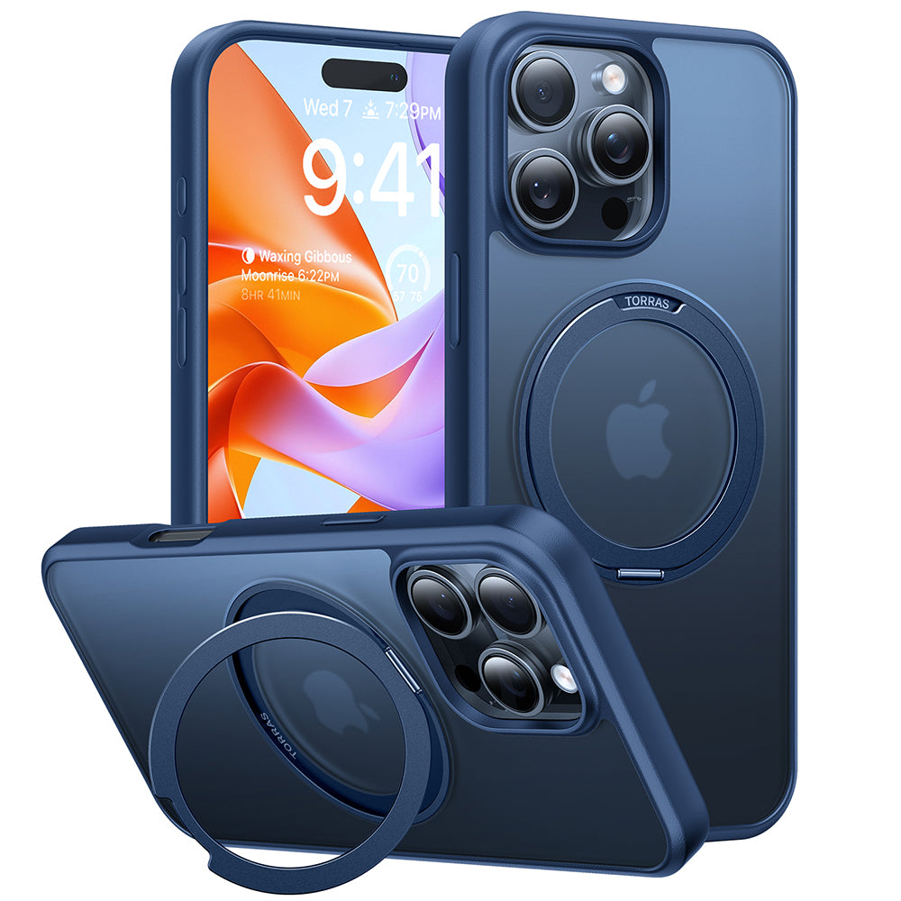 MagSafe Hülle für Apple iPhone 16 Pro Max, Torras, Ostand Pro, Marineblau