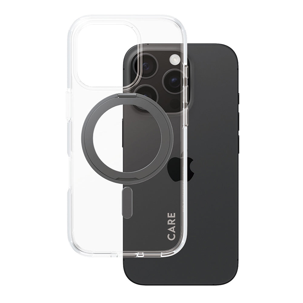 MagSafe Hülle für Apple iPhone 16 Pro, PanzerGlass, mit Kickstand, Schwarz Transparent
