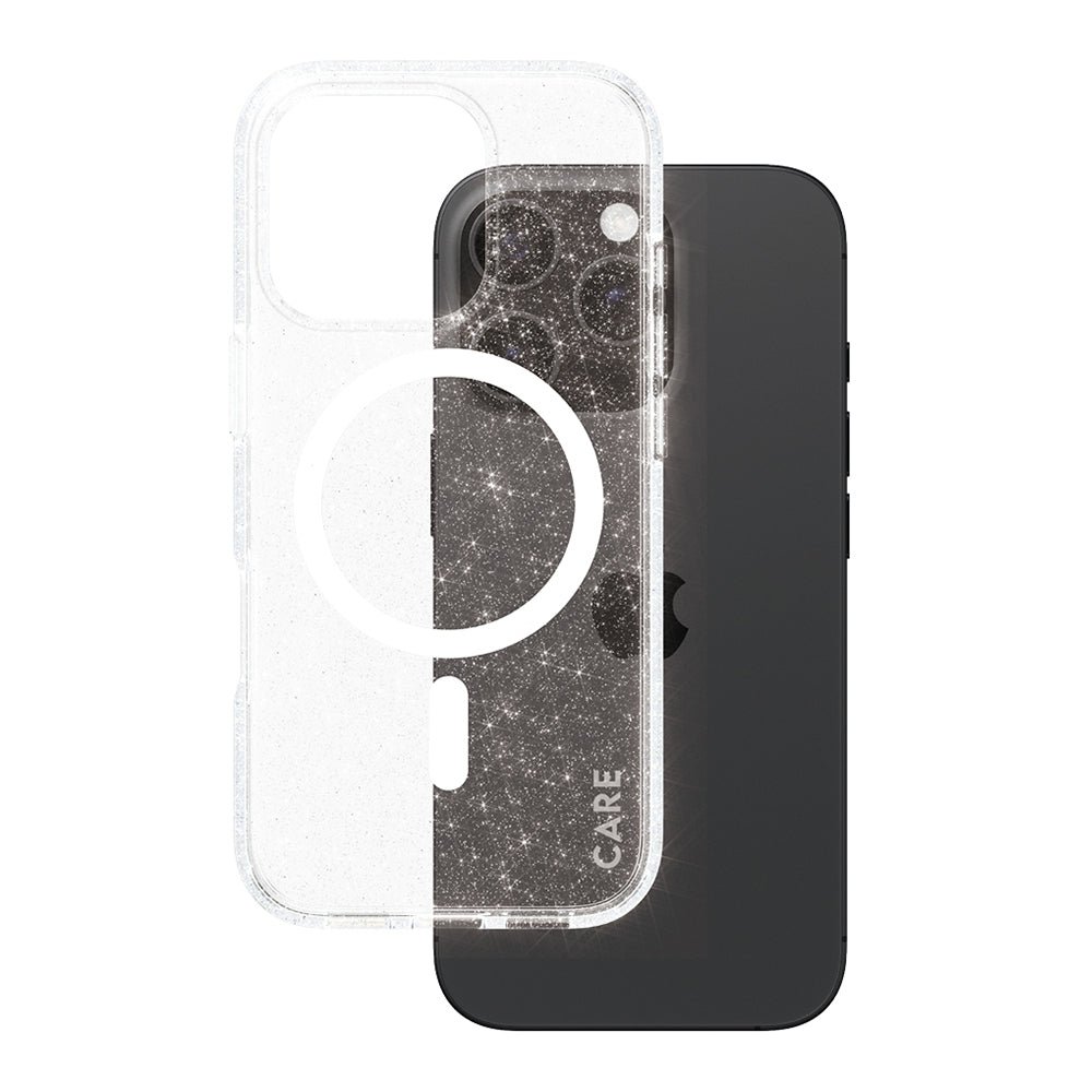 MagSafe Hülle für Apple iPhone 16 Pro, PanzerGlass, Care Urban Combat Star Lit, Transparent Weiß