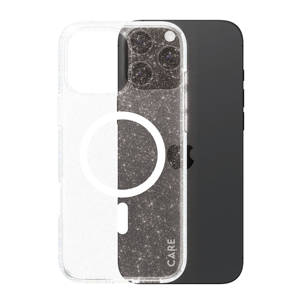 MagSafe Hülle für Apple iPhone 16 Pro, PanzerGlass, Care Urban Combat Star Lit, Transparent Weiß