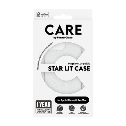 MagSafe Hülle für Apple iPhone 16 Pro, PanzerGlass, Care Urban Combat Star Lit, Transparent Weiß