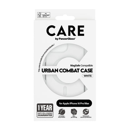 MagSafe Hülle für Apple iPhone 16 Pro, PanzerGlass, Care Urban Combat, Transparent Weiß