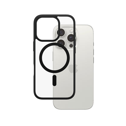 MagSafe Hülle für Apple iPhone 16 Pro, PanzerGlass, Rahmen, Schwarz Transparent