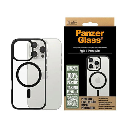 MagSafe Hülle für Apple iPhone 16 Pro, PanzerGlass, Rahmen, Schwarz Transparent