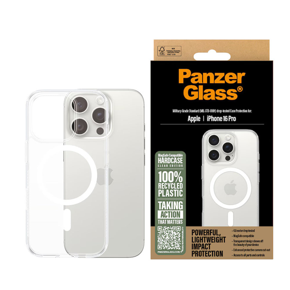 MagSafe Hülle für Apple iPhone 16 Pro, PanzerGlass, HardCase, Weiß Transparent