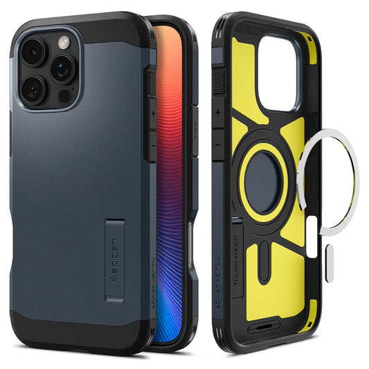 MagSafe Hülle für Apple iPhone 16 Pro, Spigen, Tough Armor, Blau ACS08147