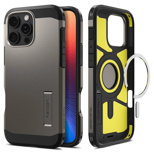 MagSafe Hülle für Apple iPhone 16 Pro, Spigen, Tough Armor, Grau ACS08145