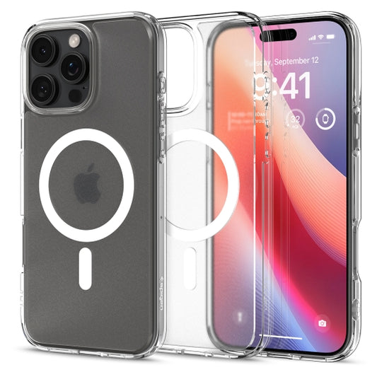 MagSafe Hülle für Apple iPhone 16 Pro, Spigen, Ultra Hybrid, Satiniert Transparent ACS08133