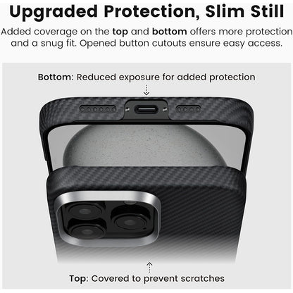 MagSafe-Hülle für Apple iPhone 16 Pro, Techsuit, Aramidfaser, Schwarz