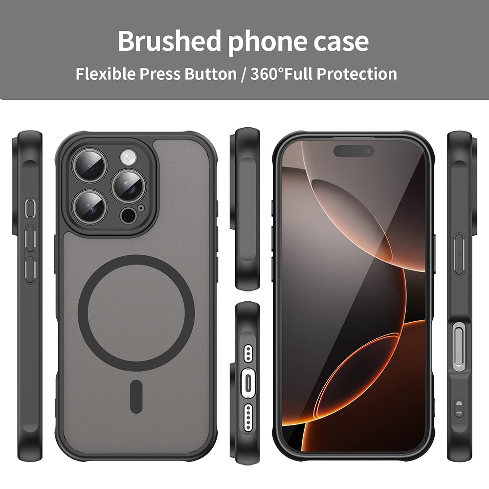 MagSafe-Hülle für Apple iPhone 16 Pro, Techsuit, HaloFrost II, Schwarz