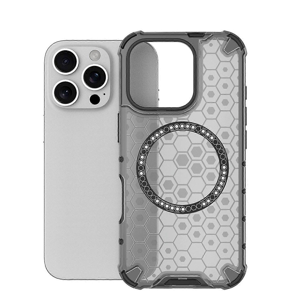 MagSafe-Hülle für Apple iPhone 16 Pro, Techsuit, HoneyComb Shield, Schwarz