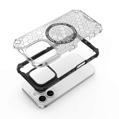 MagSafe-Hülle für Apple iPhone 16 Pro, Techsuit, HoneyComb Shield, Schwarz