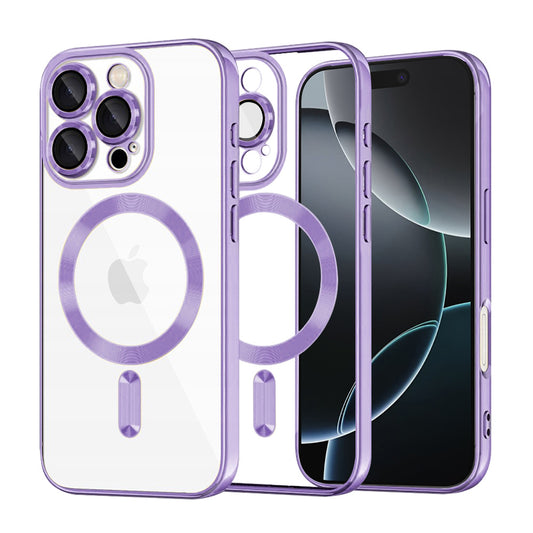 MagSafe-Hülle für Apple iPhone 16 Pro, Techsuit, Luxury Crystal, Hellviolett
