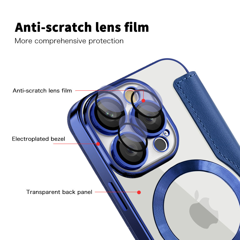 MagSafe Case for Apple iPhone 16 Pro, Techsuit, SmartMag Book, Blue