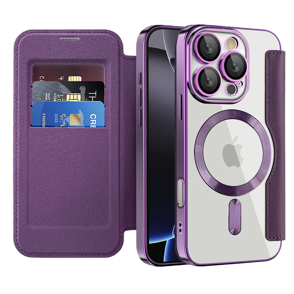 MagSafe Case for Apple iPhone 16 Pro, Techsuit, SmartMag Book, Purple
