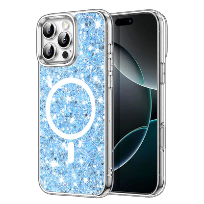MagSafe-Hülle für Apple iPhone 16 Pro, Techsuit, Glitzernd, Blau