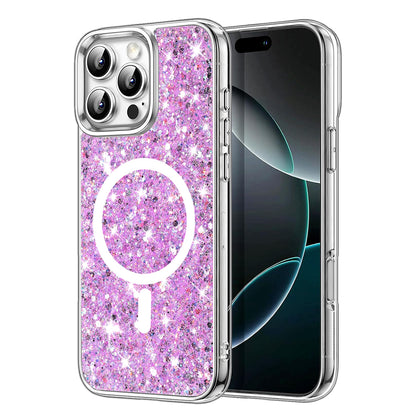 MagSafe-Hülle für Apple iPhone 16 Pro, Techsuit, funkelnder Glitzer, Magenta