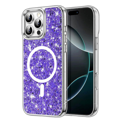 MagSafe Case for Apple iPhone 16 Pro, Techsuit, Sparkly Glitter, Purple