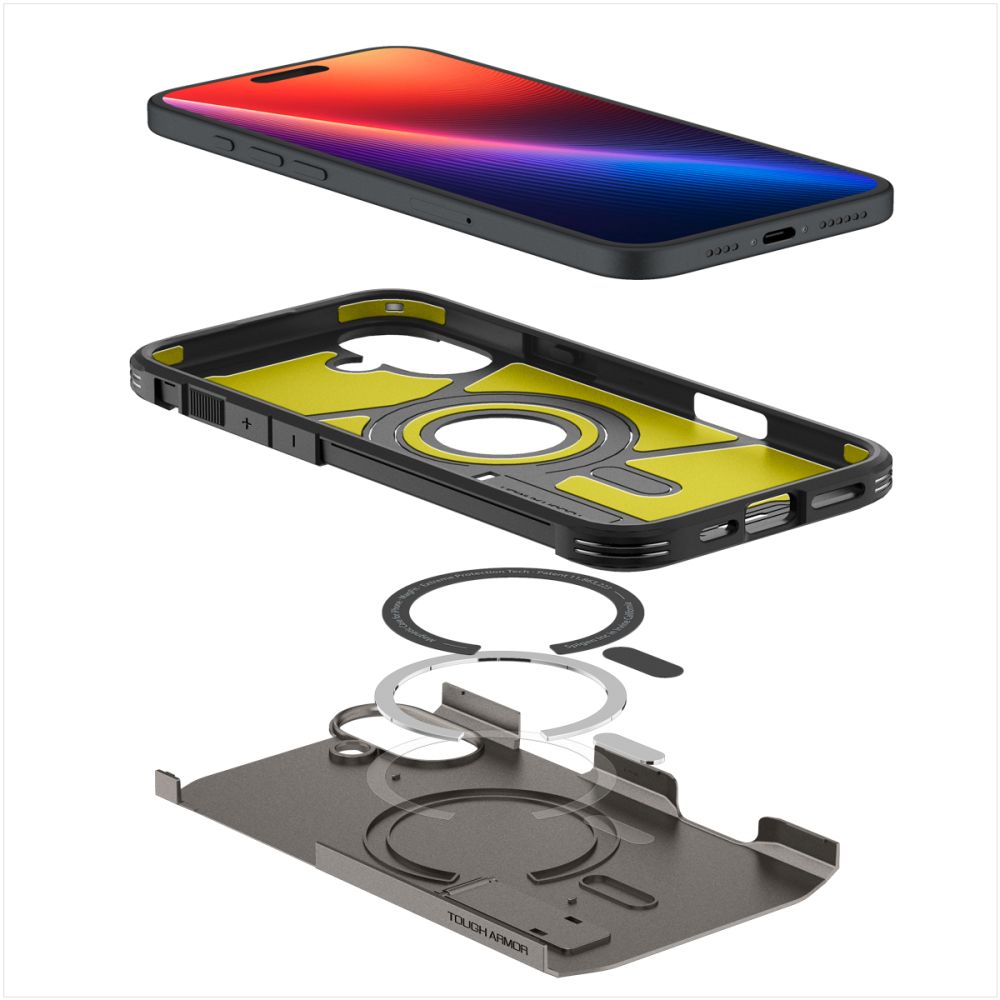 MagSafe Hülle für Apple iPhone 16, Spigen, Tough Armor, Grau