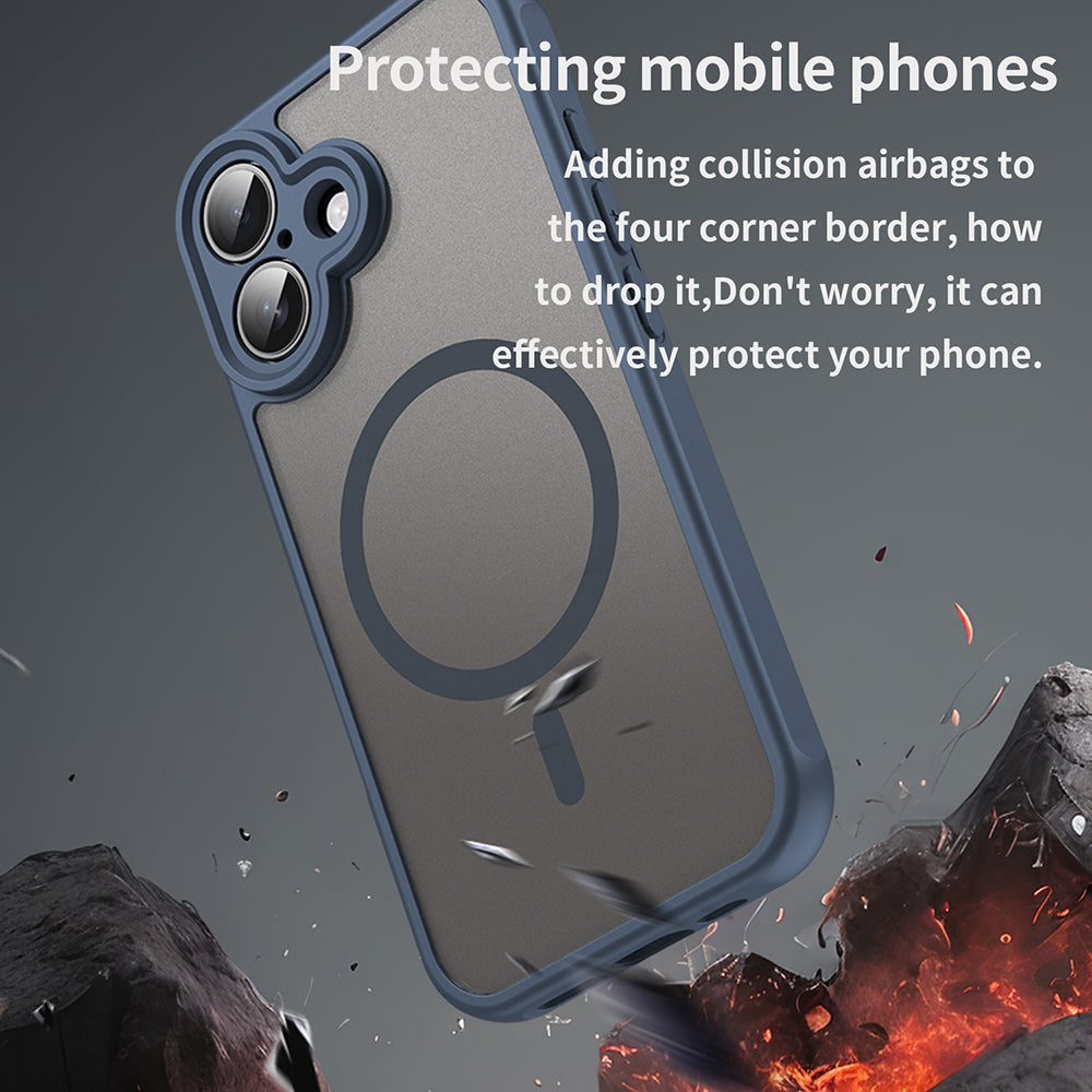 MagSafe-Hülle für Apple iPhone 16, Techsuit, HaloFrost II, Marineblau