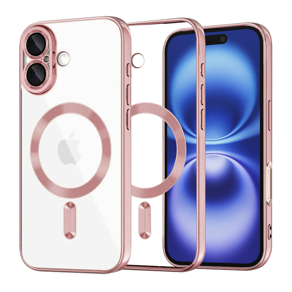 MagSafe-Hülle für Apple iPhone 16, Techsuit, Luxury Crystal, Rosa