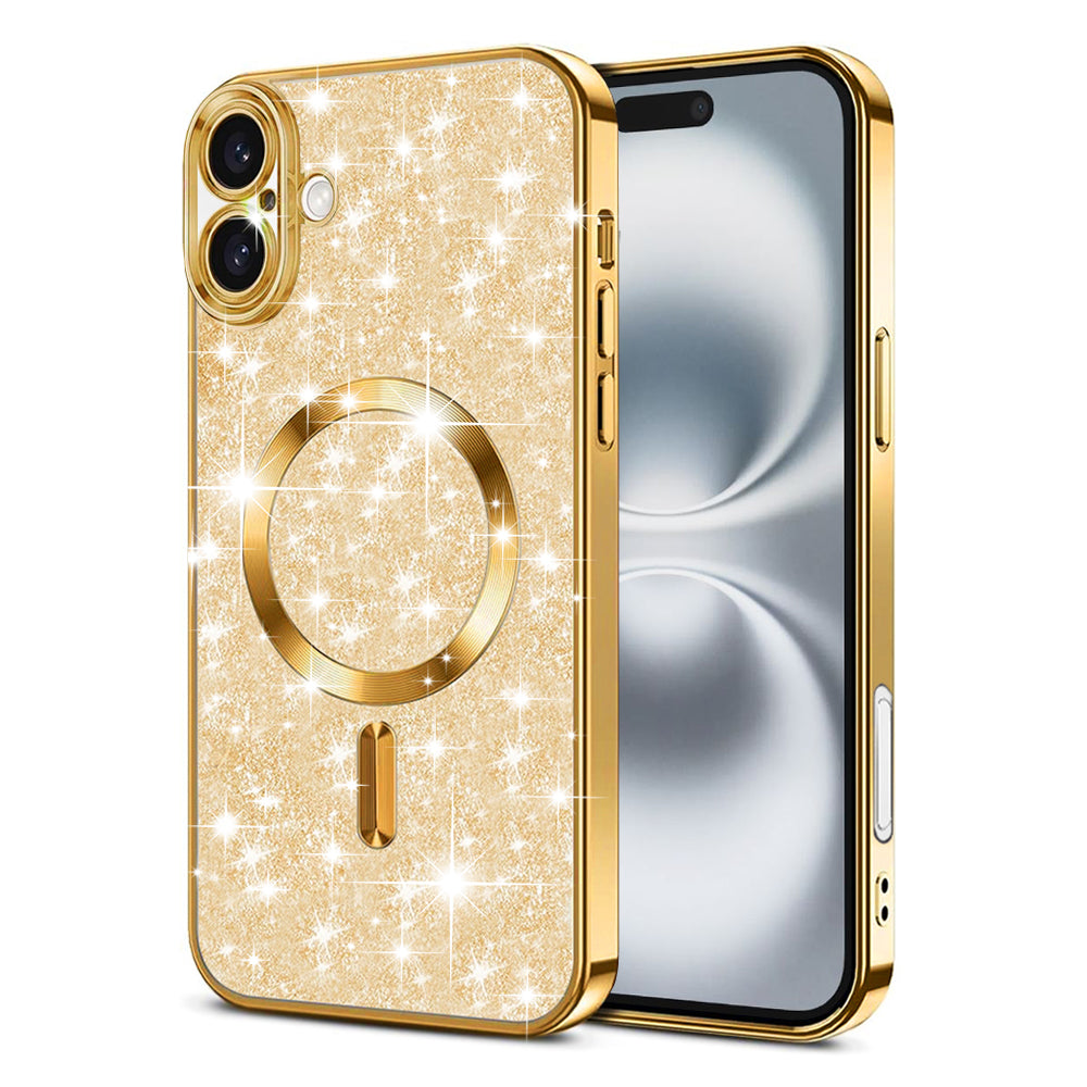 MagSafe-Hülle für Apple iPhone 16, Techsuit, Luxury Glitter, Gold