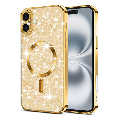 MagSafe-Hülle für Apple iPhone 16, Techsuit, Luxury Glitter, Gold
