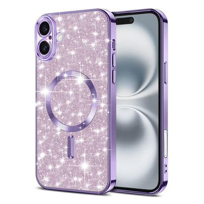 MagSafe-Hülle für Apple iPhone 16, Techsuit, Luxury Glitter, Hellviolett