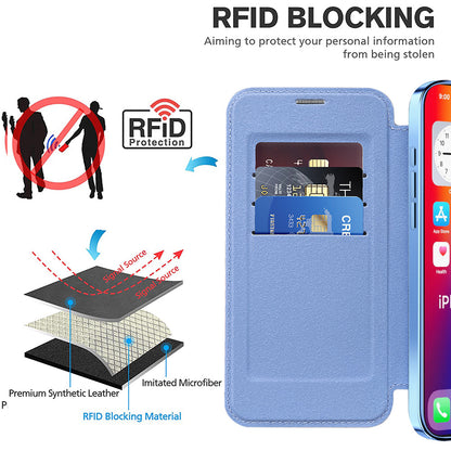 MagSafe Case for Apple iPhone 16, Techsuit, SmartMag Book, Blue