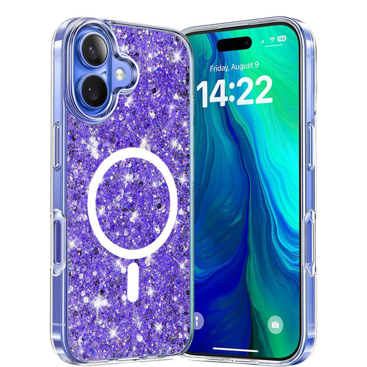 MagSafe-Hülle für Apple iPhone 16, Techsuit, Glitzernd, Lila