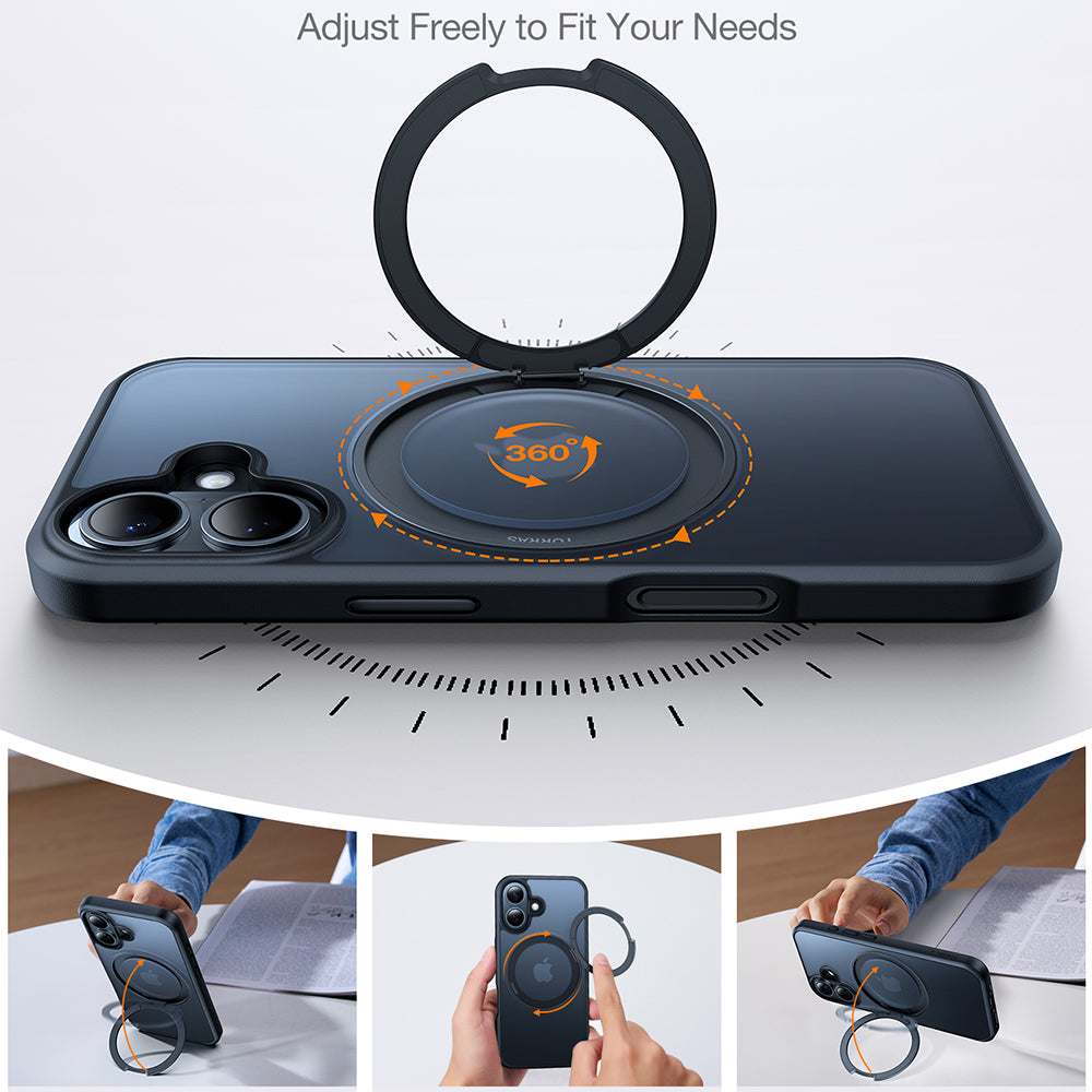 MagSafe Case for Apple iPhone 16, Torras, Ostand Pro, Black