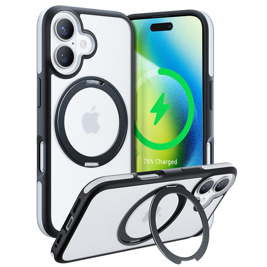 MagSafe Hülle für Apple iPhone 16, Torras, Ostand R Fusion, Schwarz