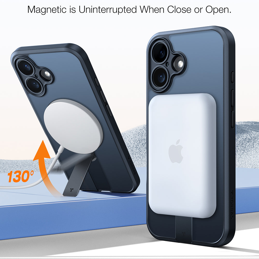 MagSafe Hülle für Apple iPhone 16, Torras, Pstand Spin, Schwarz