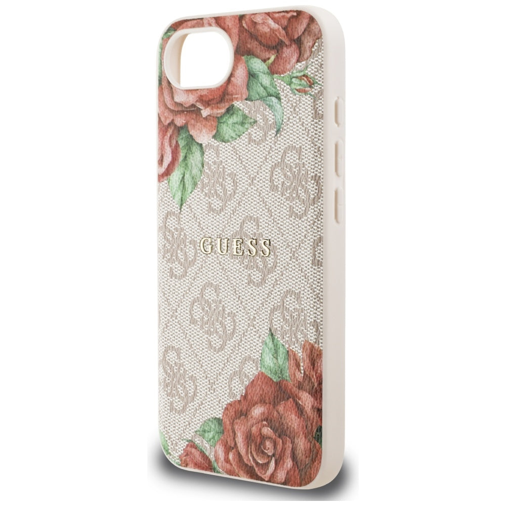MagSafe Hülle für Apple iPhone 16e, Guess, 4G Flowers Print, Rosa