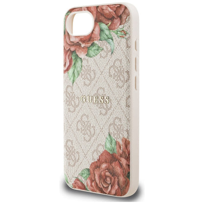 MagSafe Hülle für Apple iPhone 16e, Guess, 4G Flowers Print, Rosa